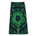 Dark Green Kaleidoscope Print Cotton Front Slit Maxi Skirt