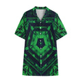 Dark Green Kaleidoscope Print Cotton Hawaiian Shirt