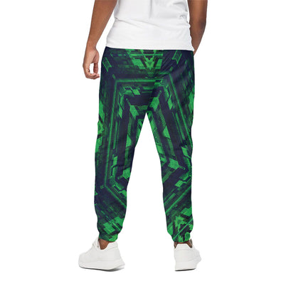 Dark Green Kaleidoscope Print Cotton Pants