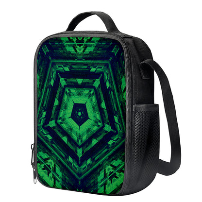 Dark Green Kaleidoscope Print Crossbody Lunch Bag