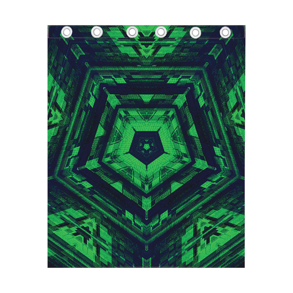 Dark Green Kaleidoscope Print Curtain
