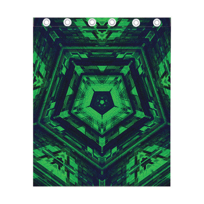 Dark Green Kaleidoscope Print Curtain