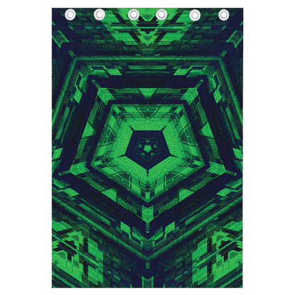 Dark Green Kaleidoscope Print Curtain