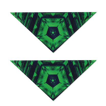 Dark Green Kaleidoscope Print Dog Bandana