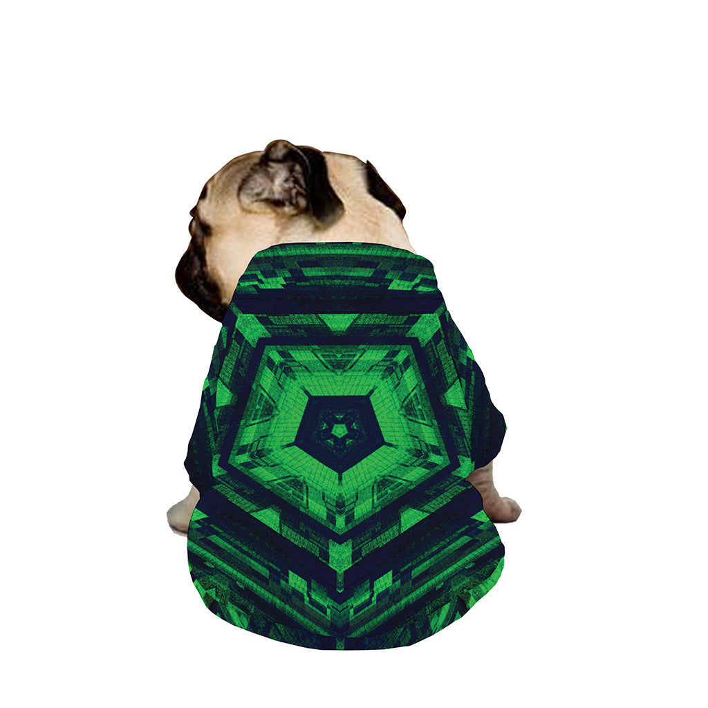 Dark Green Kaleidoscope Print Dog Zip Up Jacket