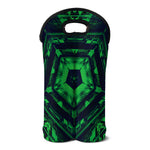 Dark Green Kaleidoscope Print Double Neoprene Wine Tote