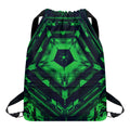 Dark Green Kaleidoscope Print Drawstring Backpack