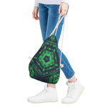 Dark Green Kaleidoscope Print Drawstring Bag