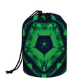 Dark Green Kaleidoscope Print Drawstring Makeup Bag