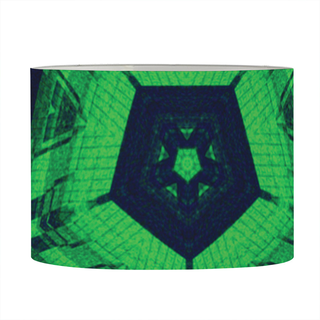 Dark Green Kaleidoscope Print Drum Lamp Shade