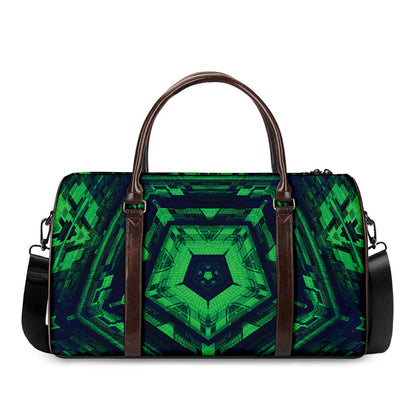 Dark Green Kaleidoscope Print Duffle Bag