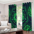 Dark Green Kaleidoscope Print Extra Wide Grommet Curtains