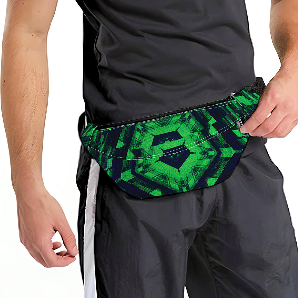 Dark Green Kaleidoscope Print Fanny Pack
