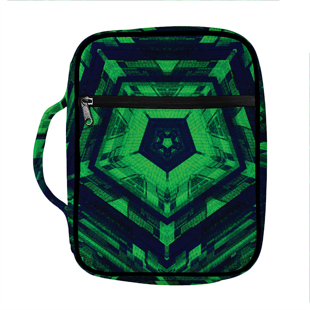 Dark Green Kaleidoscope Print Front Pocket Bible Bag