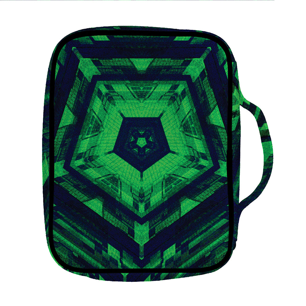 Dark Green Kaleidoscope Print Front Pocket Bible Bag