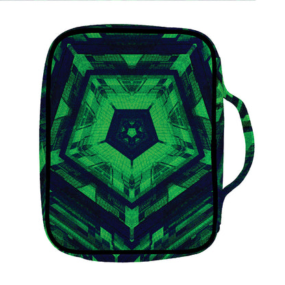 Dark Green Kaleidoscope Print Front Pocket Bible Bag