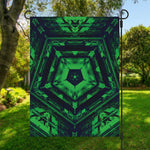 Dark Green Kaleidoscope Print Garden Flag