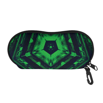 Dark Green Kaleidoscope Print Glasses Case