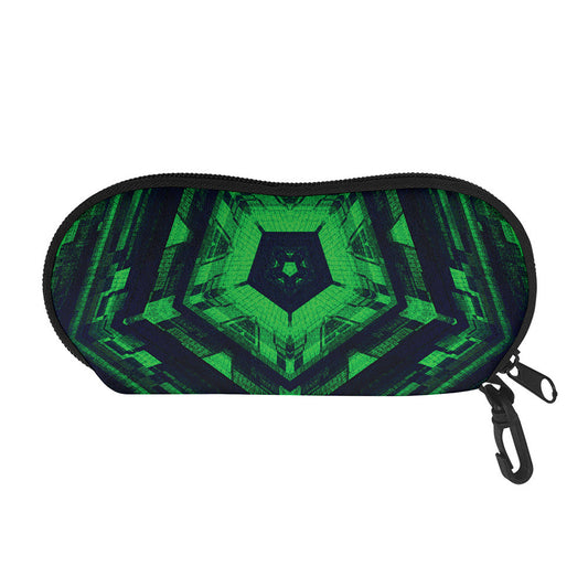 Dark Green Kaleidoscope Print Glasses Case
