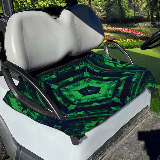Dark Green Kaleidoscope Print Golf Cart Seat Cover