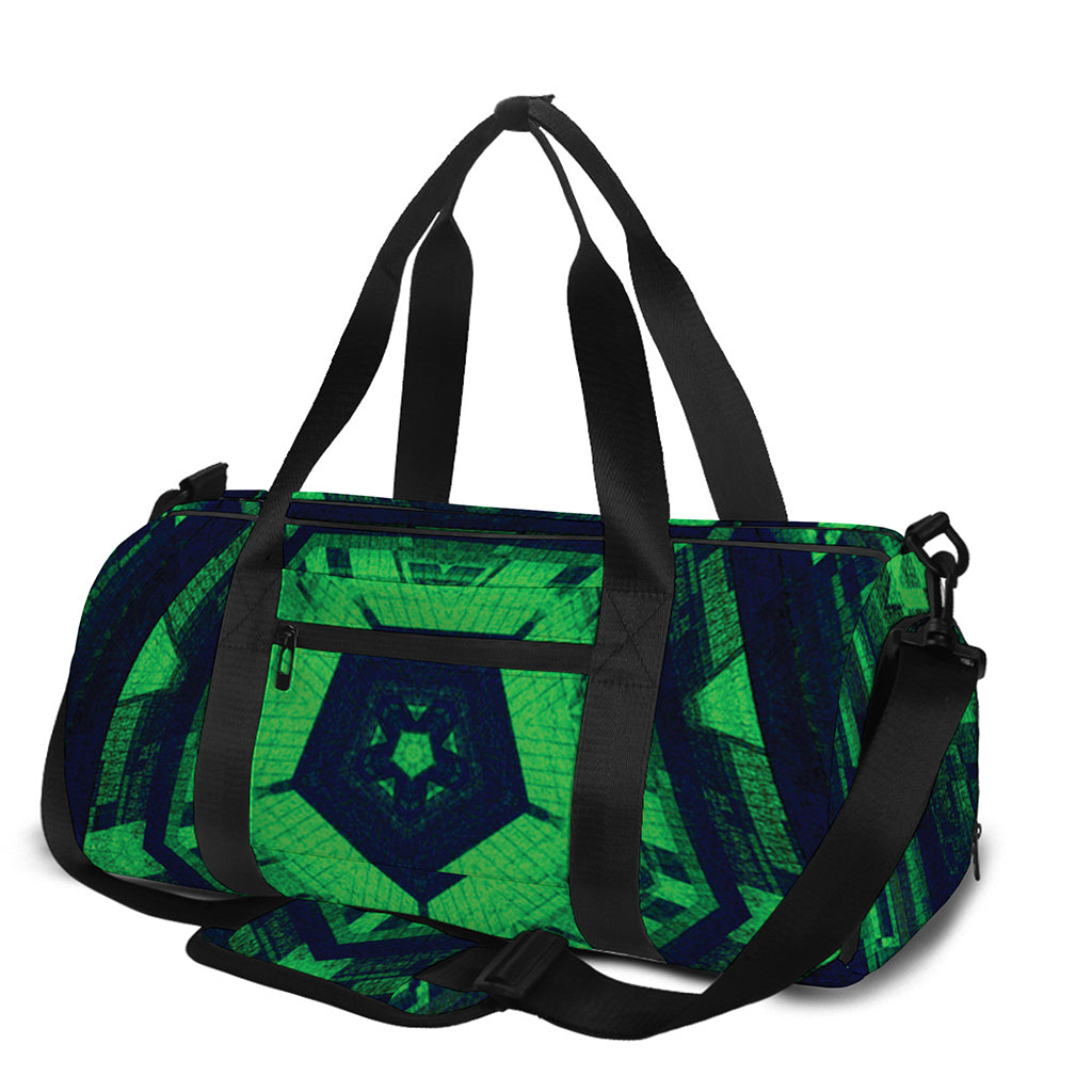 Dark Green Kaleidoscope Print Gym Bag