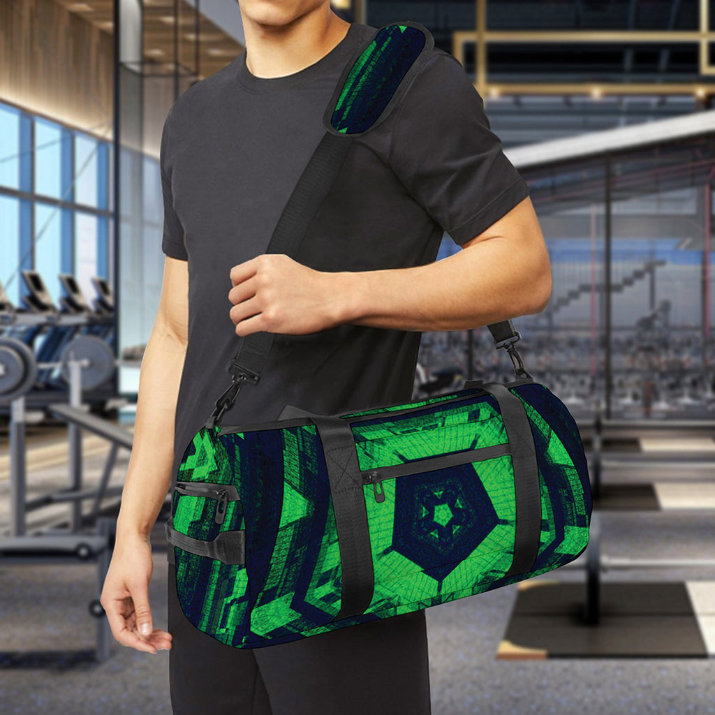 Dark Green Kaleidoscope Print Gym Bag