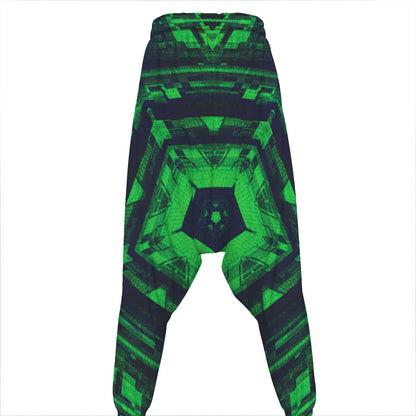 Dark Green Kaleidoscope Print Hammer Pants