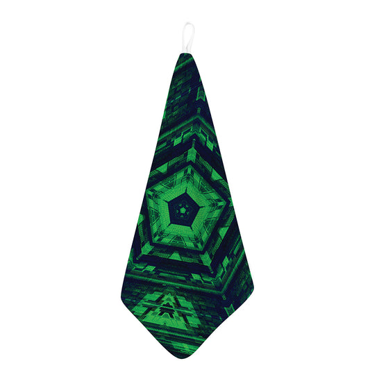 Dark Green Kaleidoscope Print Hand Towel