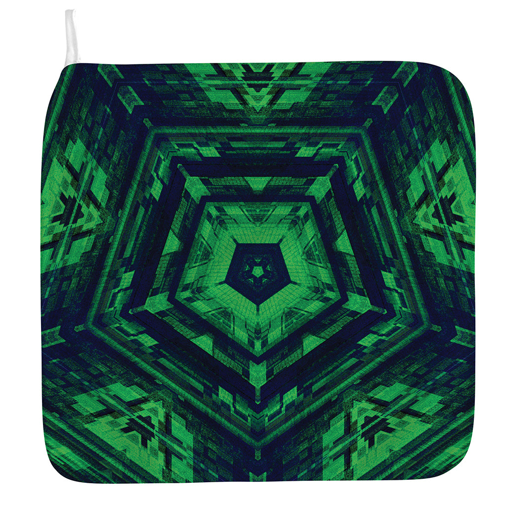 Dark Green Kaleidoscope Print Hand Towel