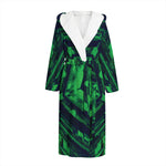 Dark Green Kaleidoscope Print Hooded Bathrobe