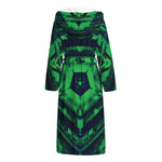 Dark Green Kaleidoscope Print Hooded Bathrobe