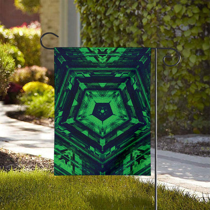 Dark Green Kaleidoscope Print House Flag