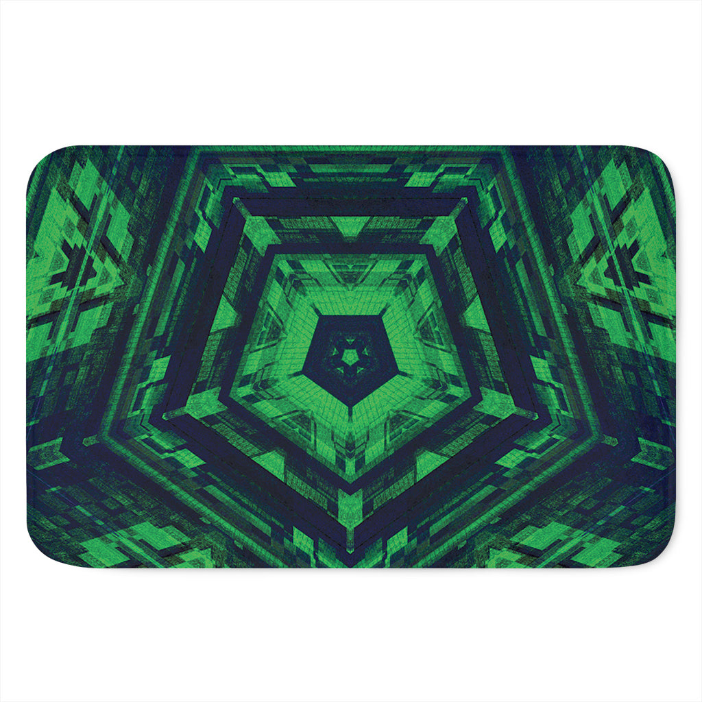 Dark Green Kaleidoscope Print Indoor Door Mat