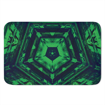 Dark Green Kaleidoscope Print Indoor Door Mat