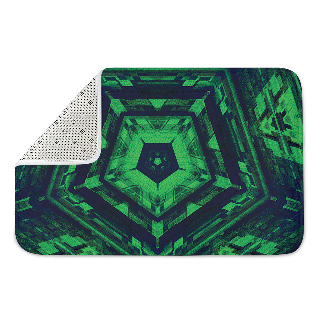 Dark Green Kaleidoscope Print Indoor Door Mat