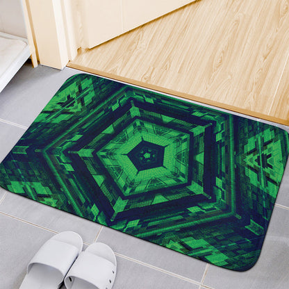 Dark Green Kaleidoscope Print Indoor Door Mat