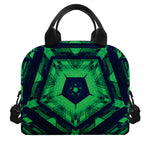 Dark Green Kaleidoscope Print Insulated Lunch Bag
