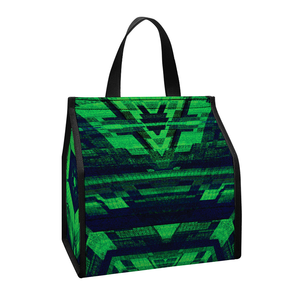 Dark Green Kaleidoscope Print Insulated Lunch Tote
