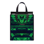 Dark Green Kaleidoscope Print Insulated Lunch Tote