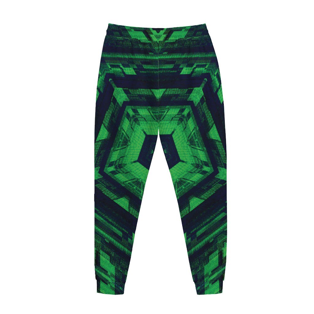 Dark Green Kaleidoscope Print Jogger Pants