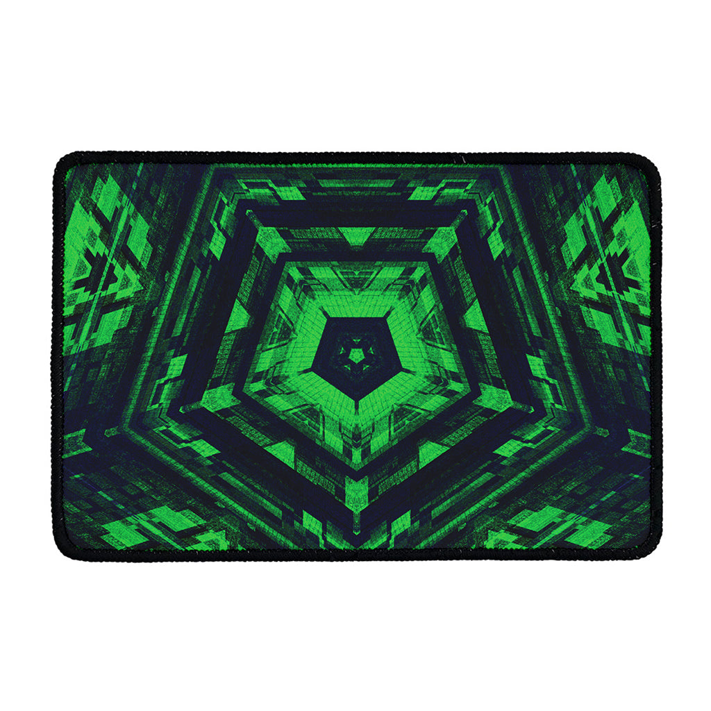 Dark Green Kaleidoscope Print Kitchen Mat