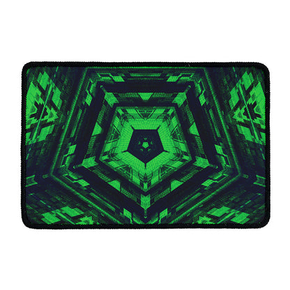 Dark Green Kaleidoscope Print Kitchen Mat