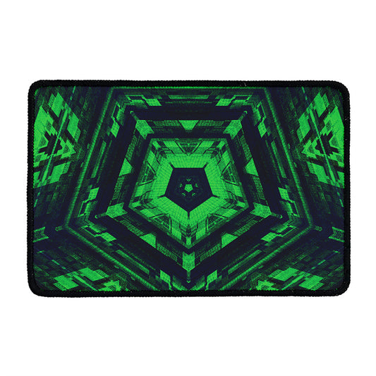 Dark Green Kaleidoscope Print Kitchen Mat