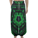 Dark Green Kaleidoscope Print Lantern Pants