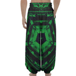Dark Green Kaleidoscope Print Lantern Pants