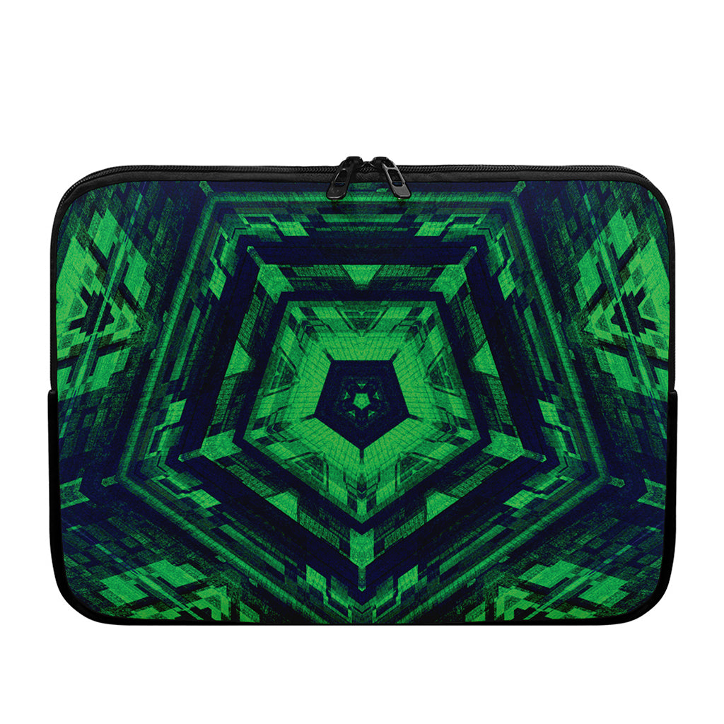 Dark Green Kaleidoscope Print Laptop Sleeve