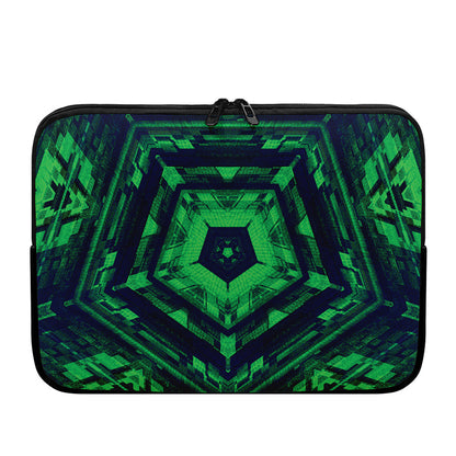 Dark Green Kaleidoscope Print Laptop Sleeve