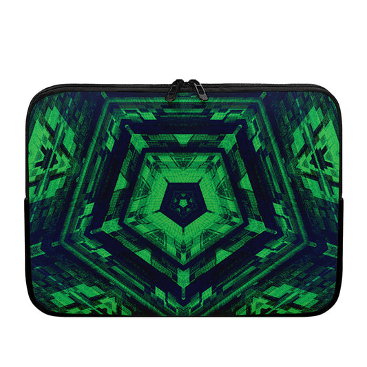 Dark Green Kaleidoscope Print Laptop Sleeve