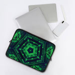 Dark Green Kaleidoscope Print Laptop Sleeve