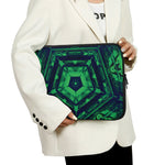 Dark Green Kaleidoscope Print Laptop Sleeve